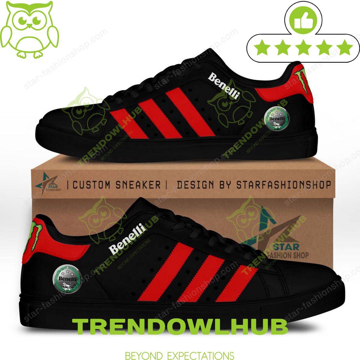 Benelli Car Brand Premium Black Stan Smith Shoes