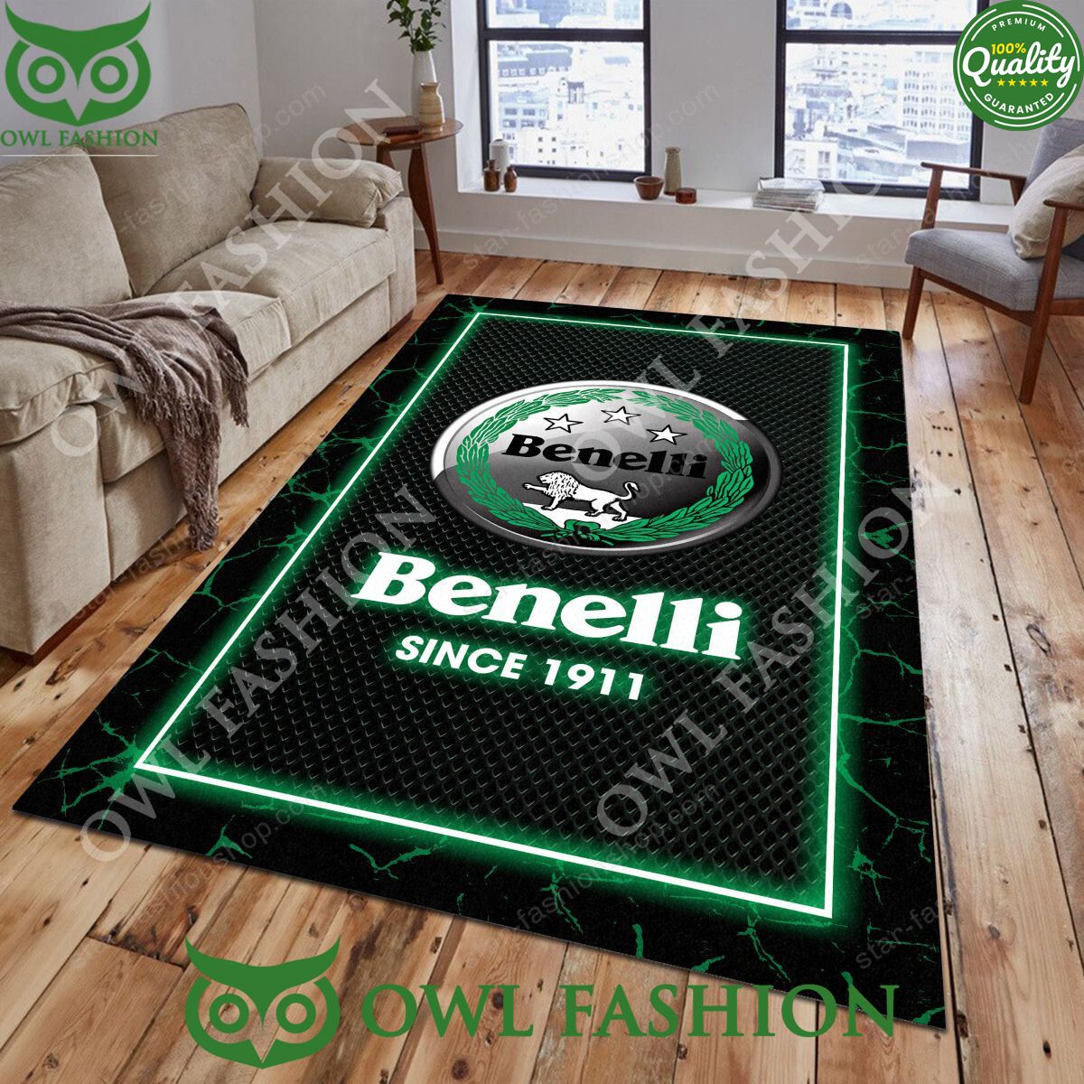 Benelli Lighting Pattern Limited Motorcycle Rug Carpet