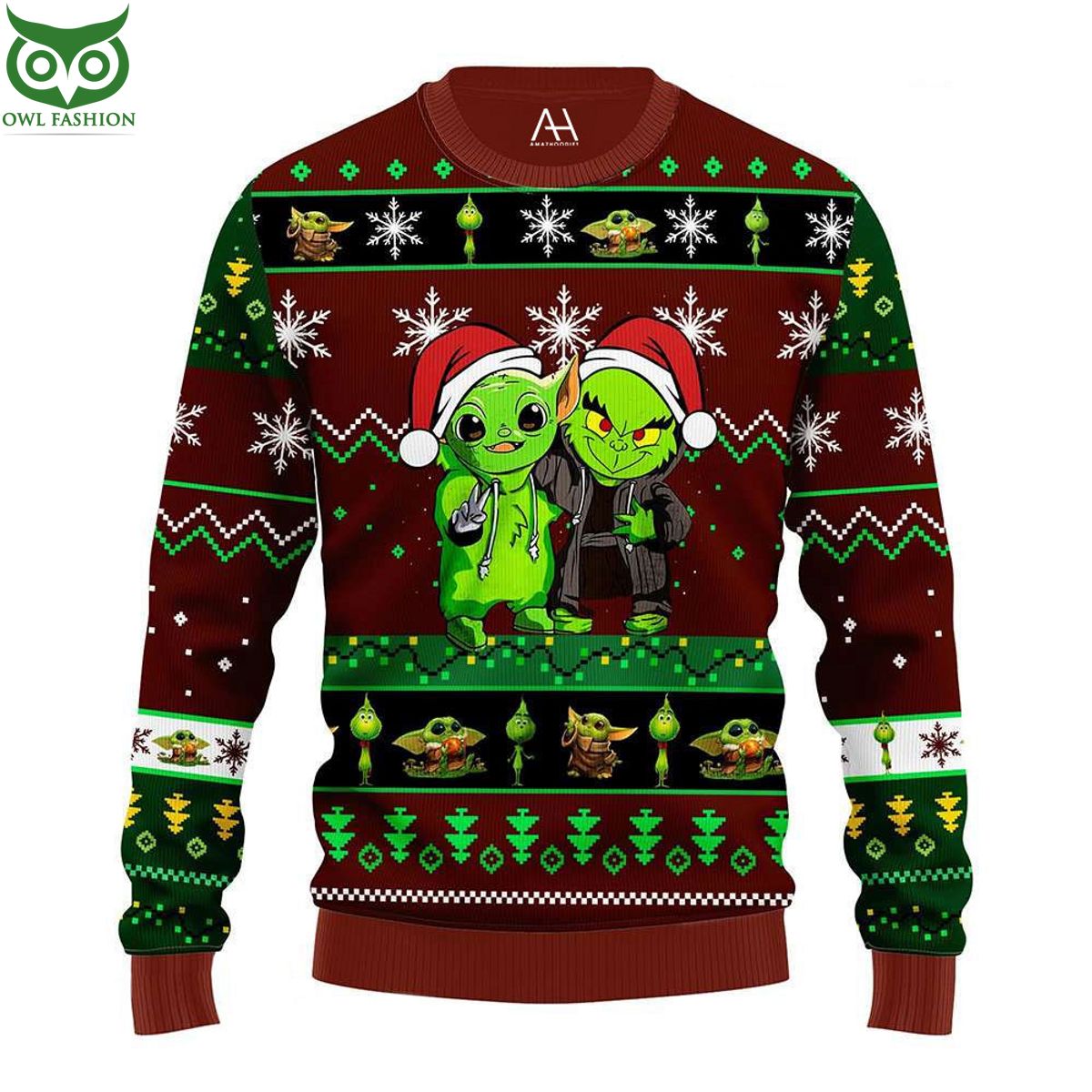 Best Friend Yoda And Grinch Ugly Christmas Sweater Jumper