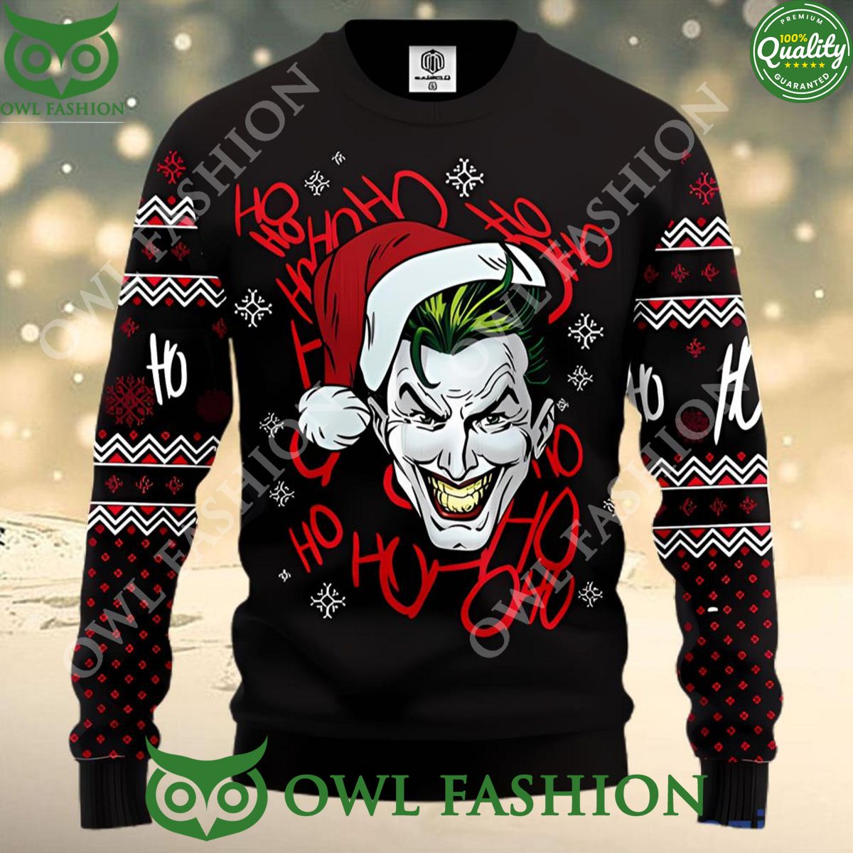 Black Joker Classic Ugly Christmas Sweater Jumper