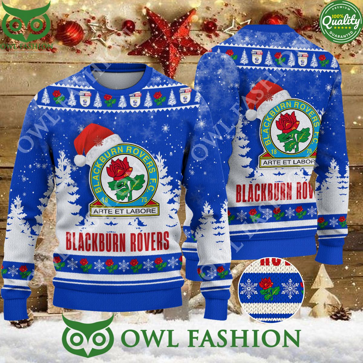 Blackburn Rovers Christmas EFL Ugly Premier League Sweater Jumper