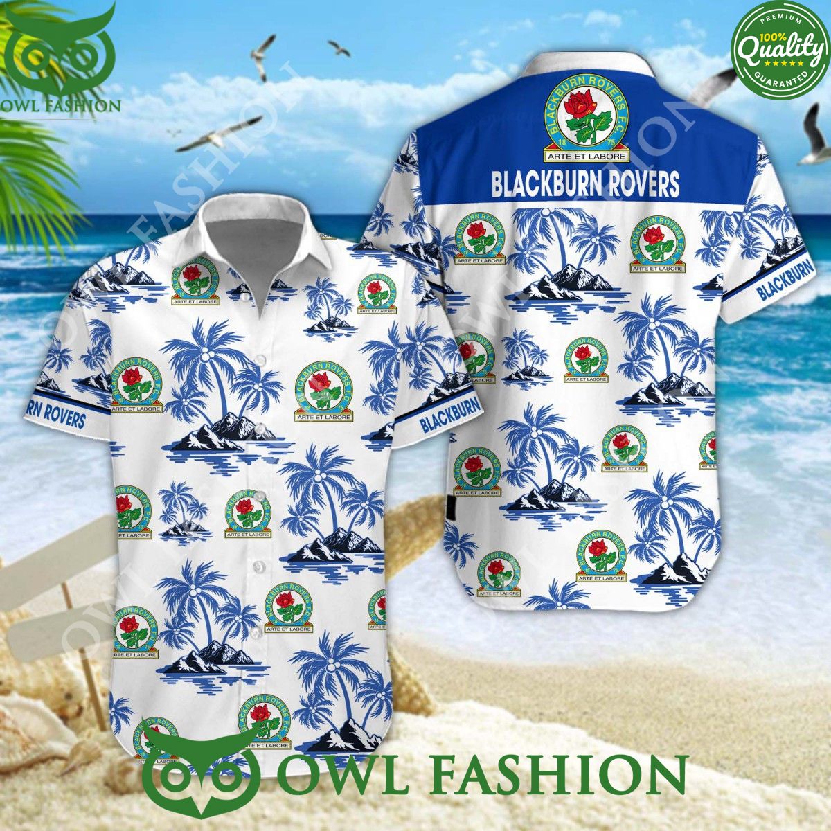 Blackburn Rovers Coconut Island EFL League One Hawaiian Shirt Short