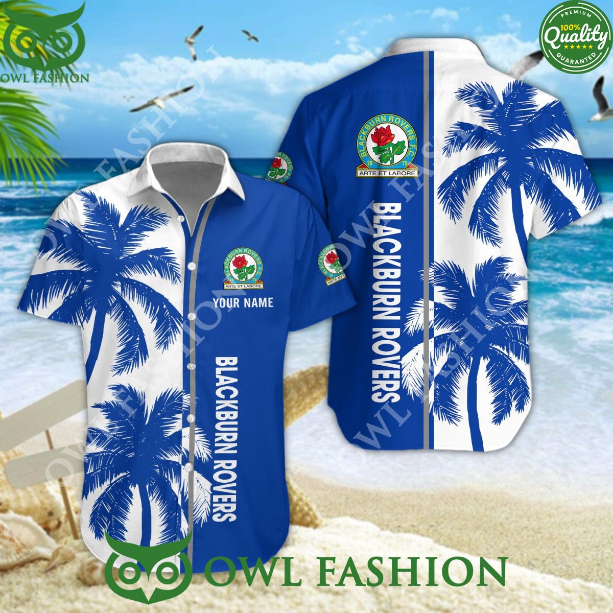 Blackburn Rovers Custom Name Beach Coconut Tree 2024 Hawaiian Shirt