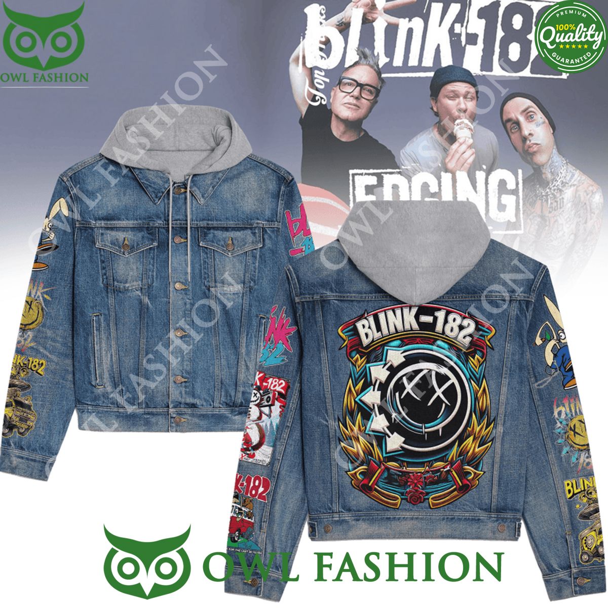 Blink 182 Album Rock Band 2D Jean Denim Hooded Jacket