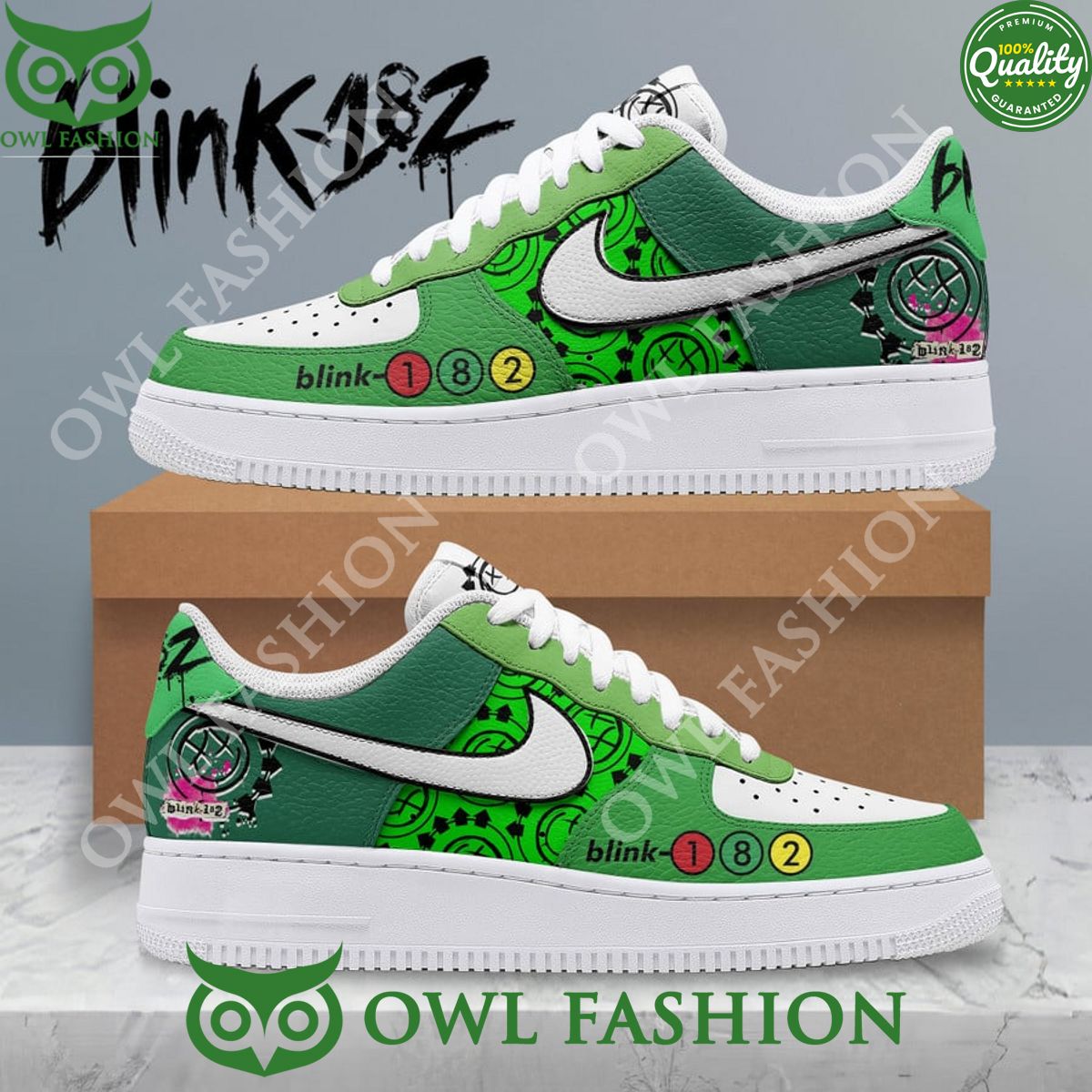 Blink 182 Green Premium Air Force 1 Shoes