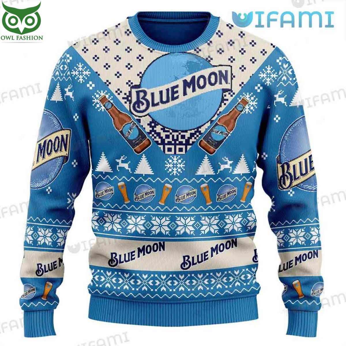 Blue Moon Beer Ugly Sweater Logo Glass Christmas Gift For Beer Lovers