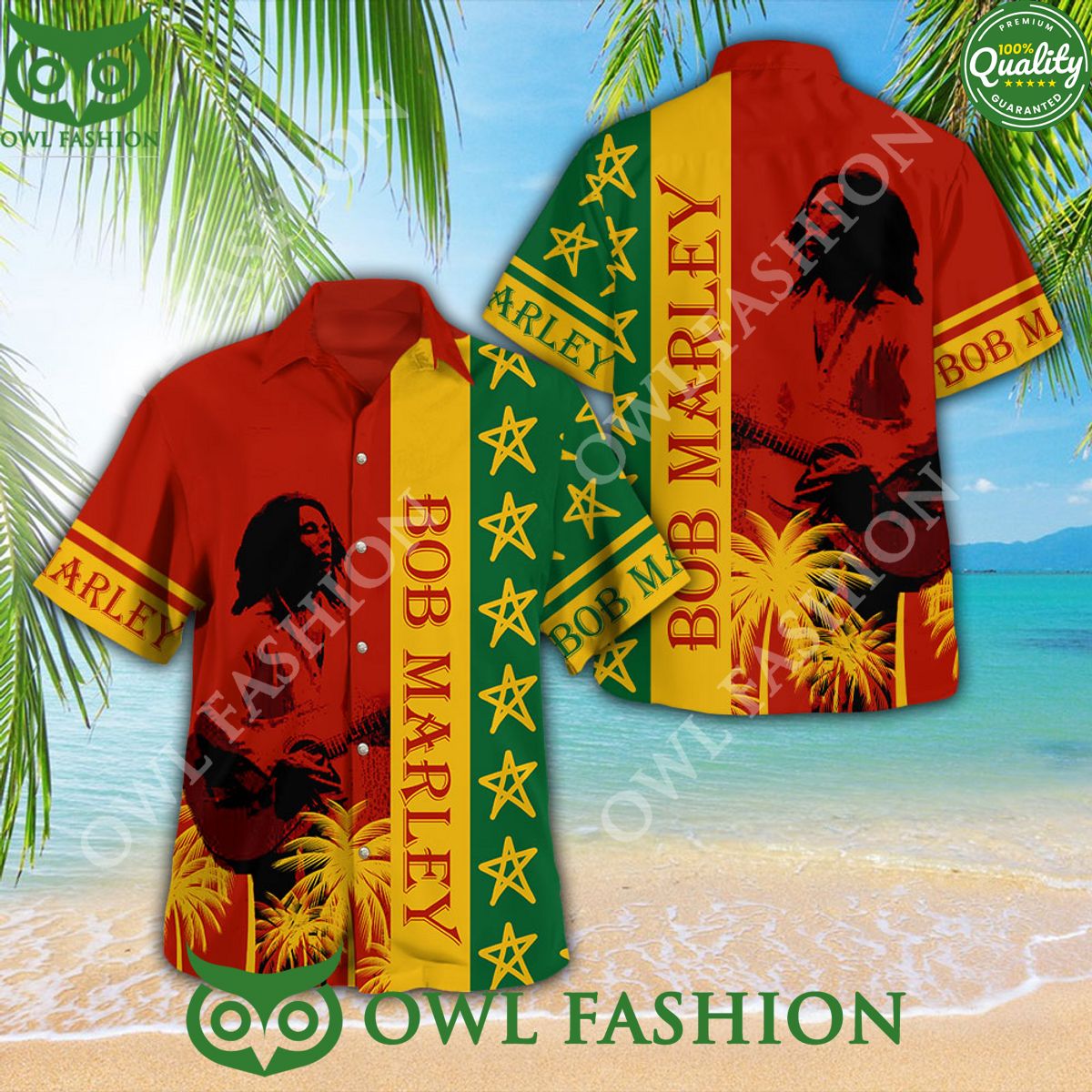 Bob Marley Jamaica Flag Color 3D Hawaiian Shirt