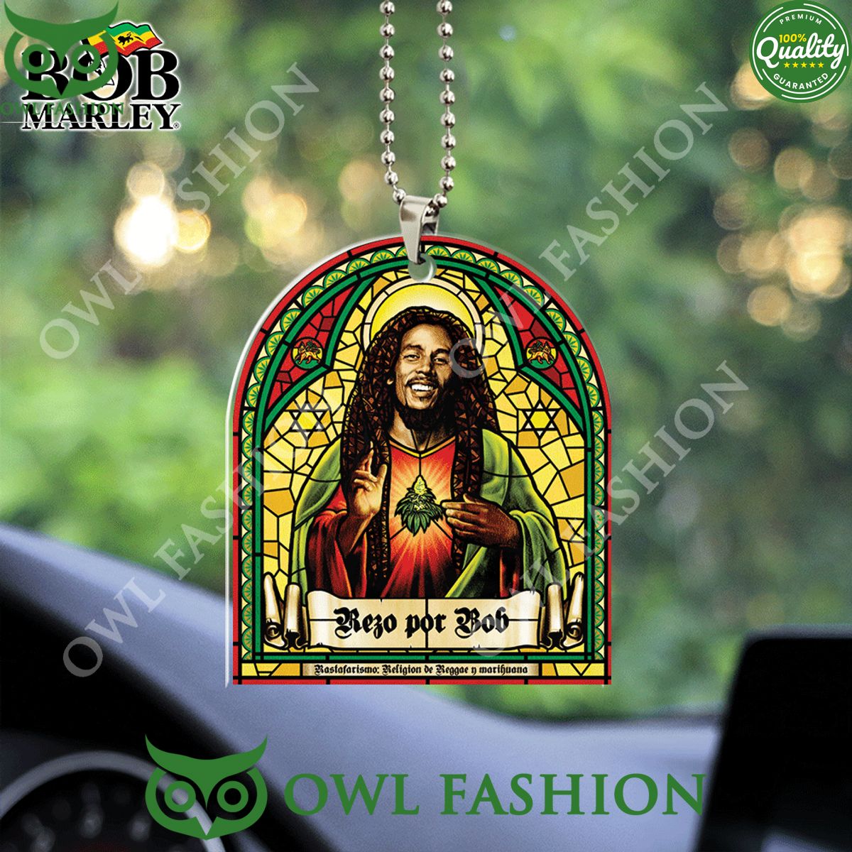 Bob Marley Jamaican reggae Shape 2 sided Acrylic Car Ornament