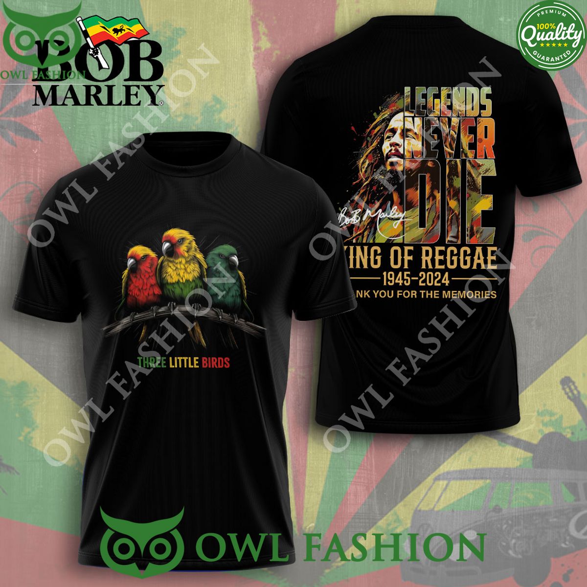 Bob Marley Legends Never Die King of Reggae 3D Shirt