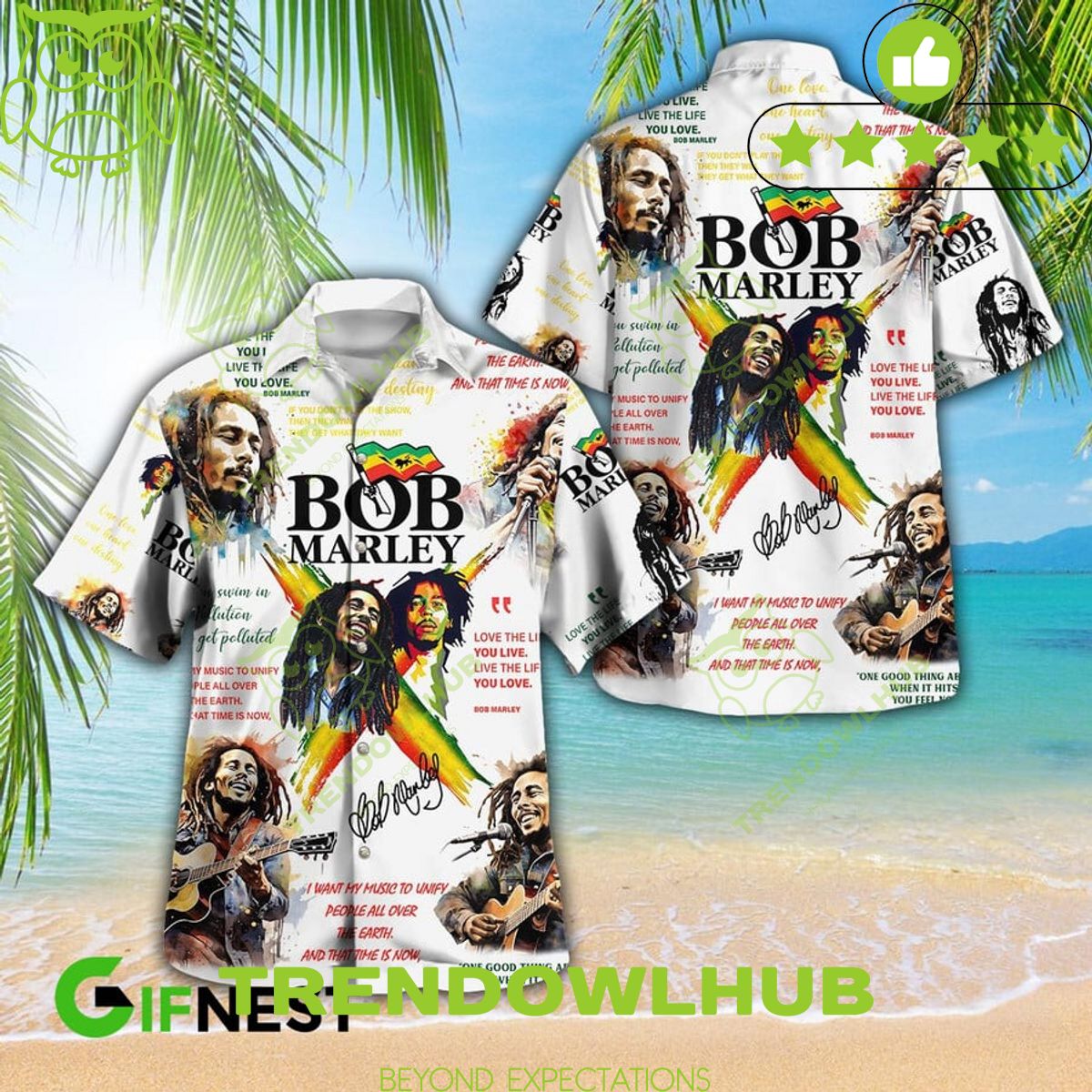 Bob Marley reggae singer Jamaican Flag Hawaiian Shirt