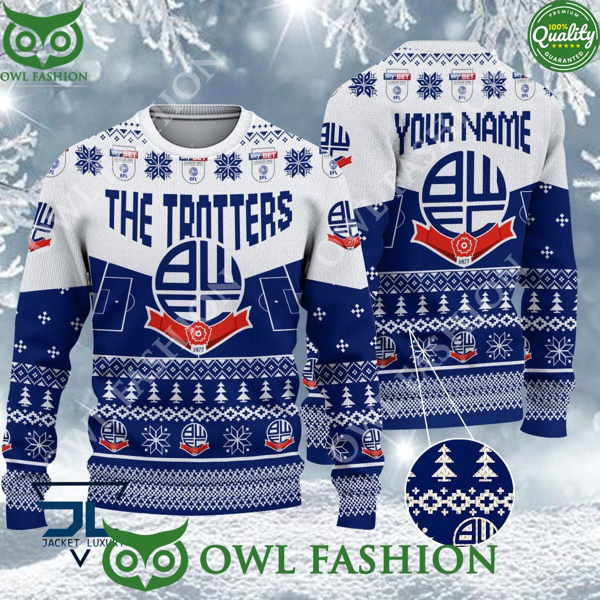 Bolton Wanderers EFL 2023 Custom Ugly Christmas Sweater Jumper