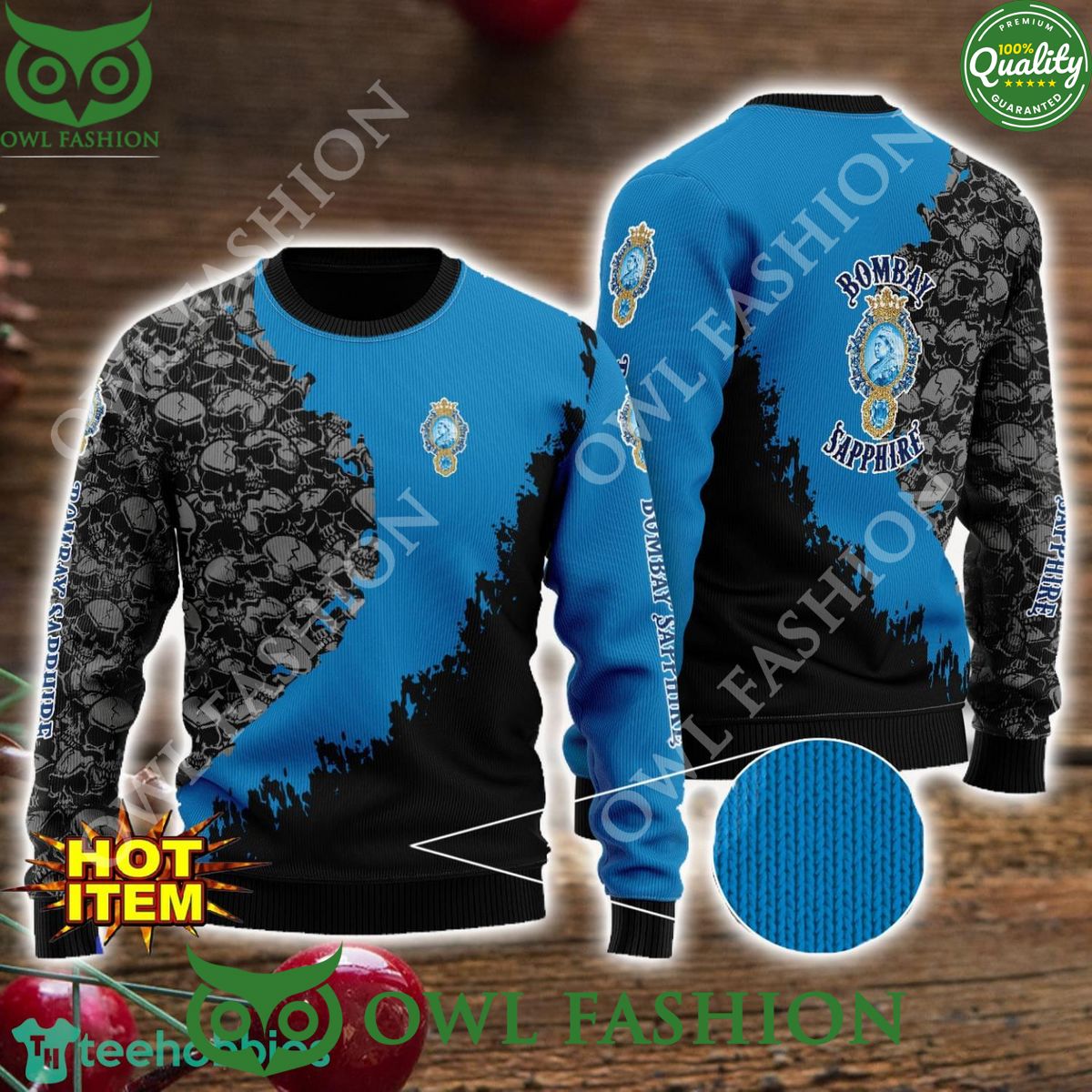 Bombay Sapphire Skull Halloween AOP 3D Ugly Sweater