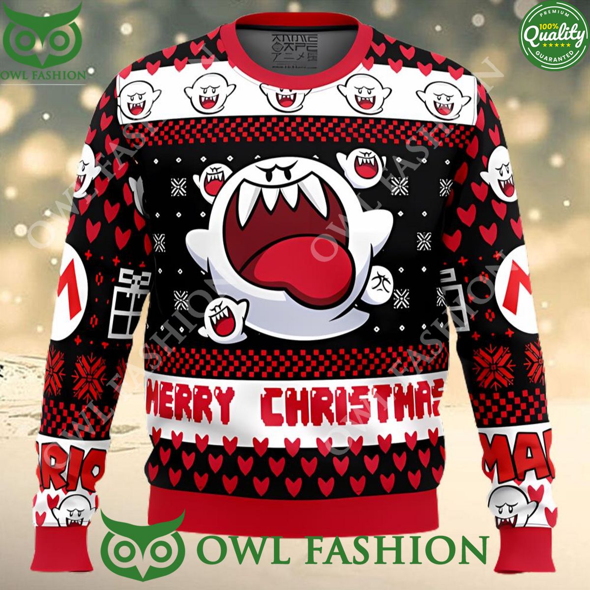 Boo Super Mario Bros Ugly Christmas Sweater Jumper