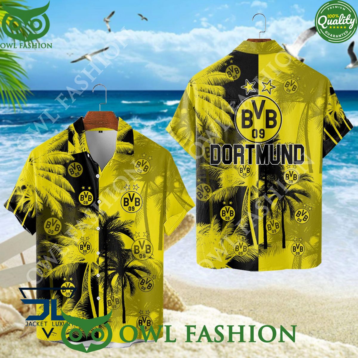 Borussia Dortmund Bundesliga Champion Tropical Coconut Tree Hawaiian Shirt
