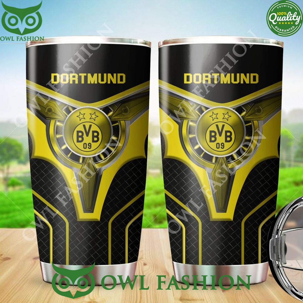 Borussia Dortmund Robot Pattern Football Bundesliga Tumbler