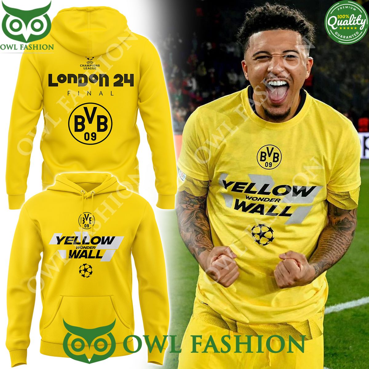 Borussia Dortmund Yellow Wonder Wall UEFA Champions League 3D Hoodie