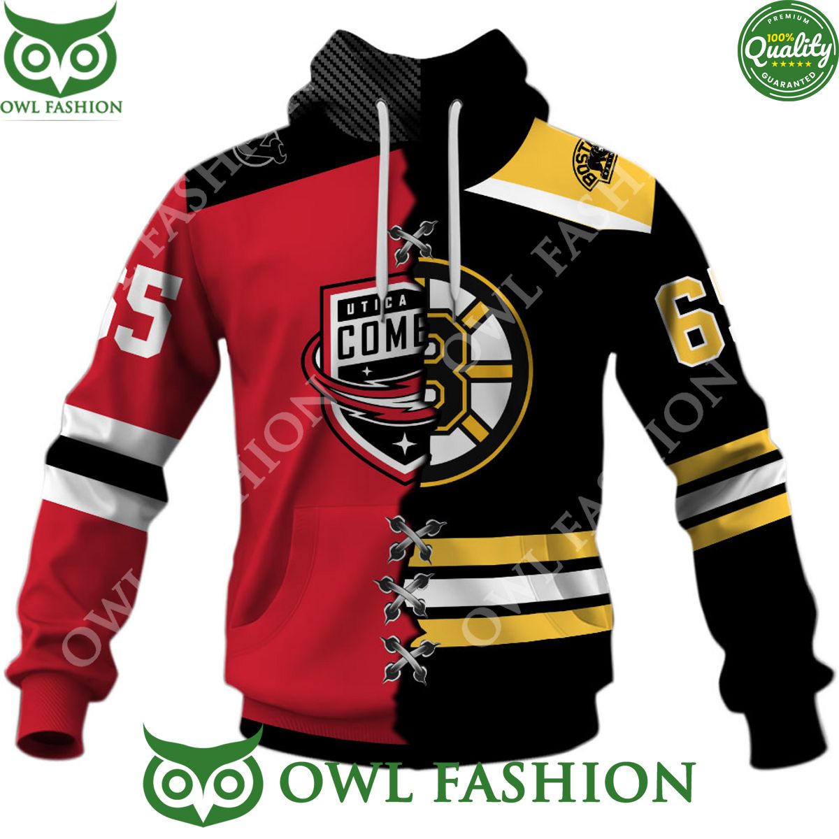 Boston Bruins NHL x AHL Utica Comets Hockey Design For Dan Bruce printed hoodie Customize