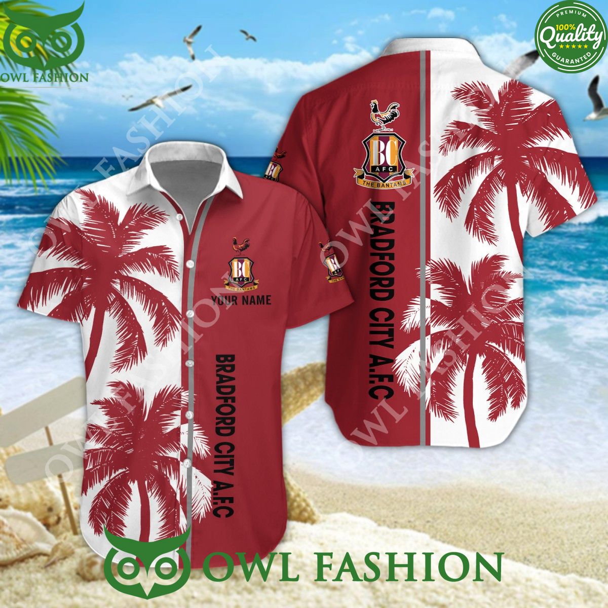 Bradford City League One EFL 2024 Limited Coconut Tree Custom Hawaiian Shirt
