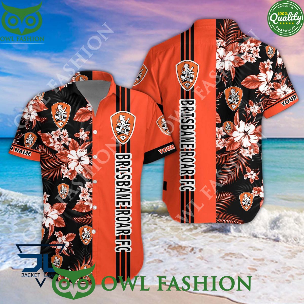 Brisbane Roar FC A League Football Hawaiian shirt and short
