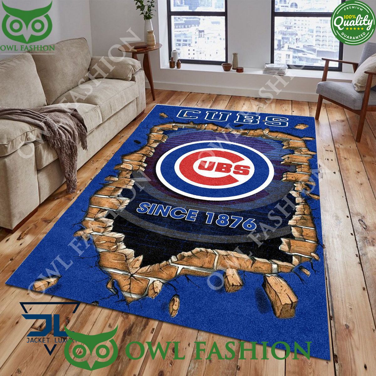 Broken Wall Chicago Cubs MLB Baseball Team Rug Carpet Living Room