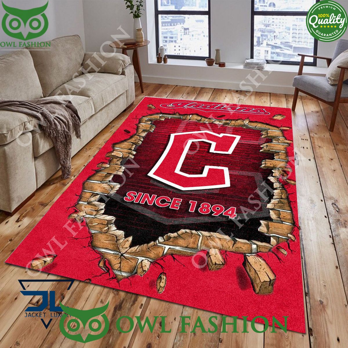 Broken Wall Cleveland Indians MLB Baseball Team Rug Carpet Living Room