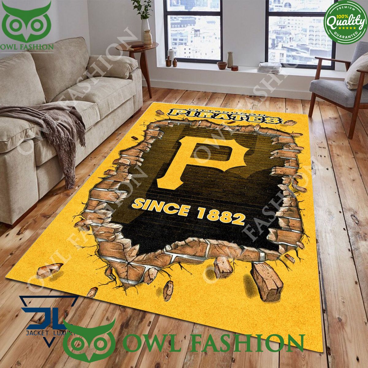 Broken Wall Pittsburgh Pirates MLB Baseball Team Rug Carpet Living Room