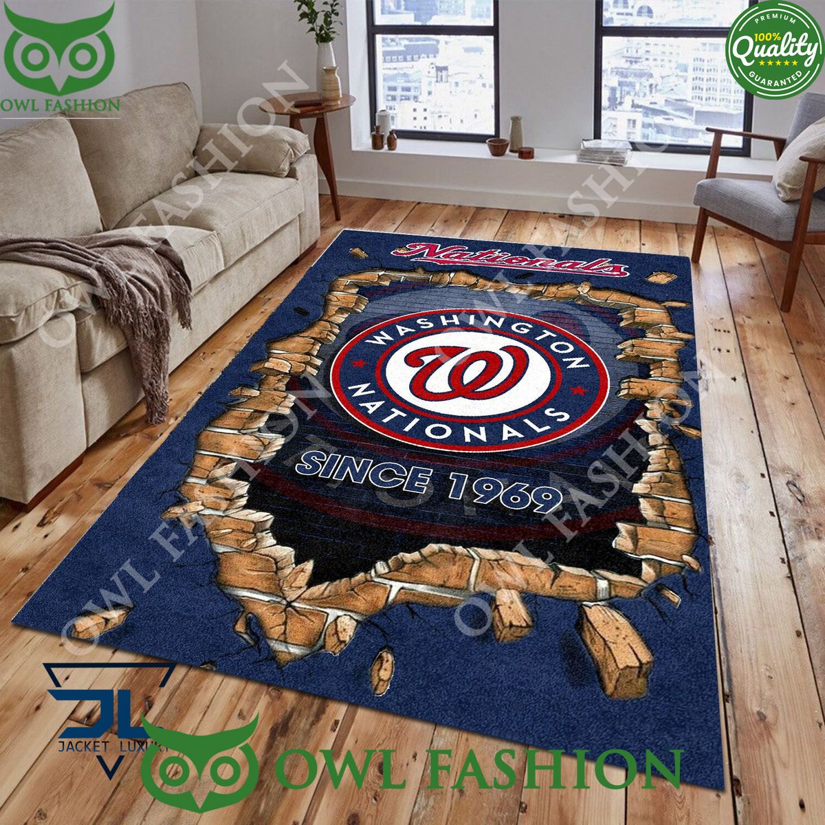 Broken Wall Washington Nationals MLB Baseball Team Rug Carpet Living Room