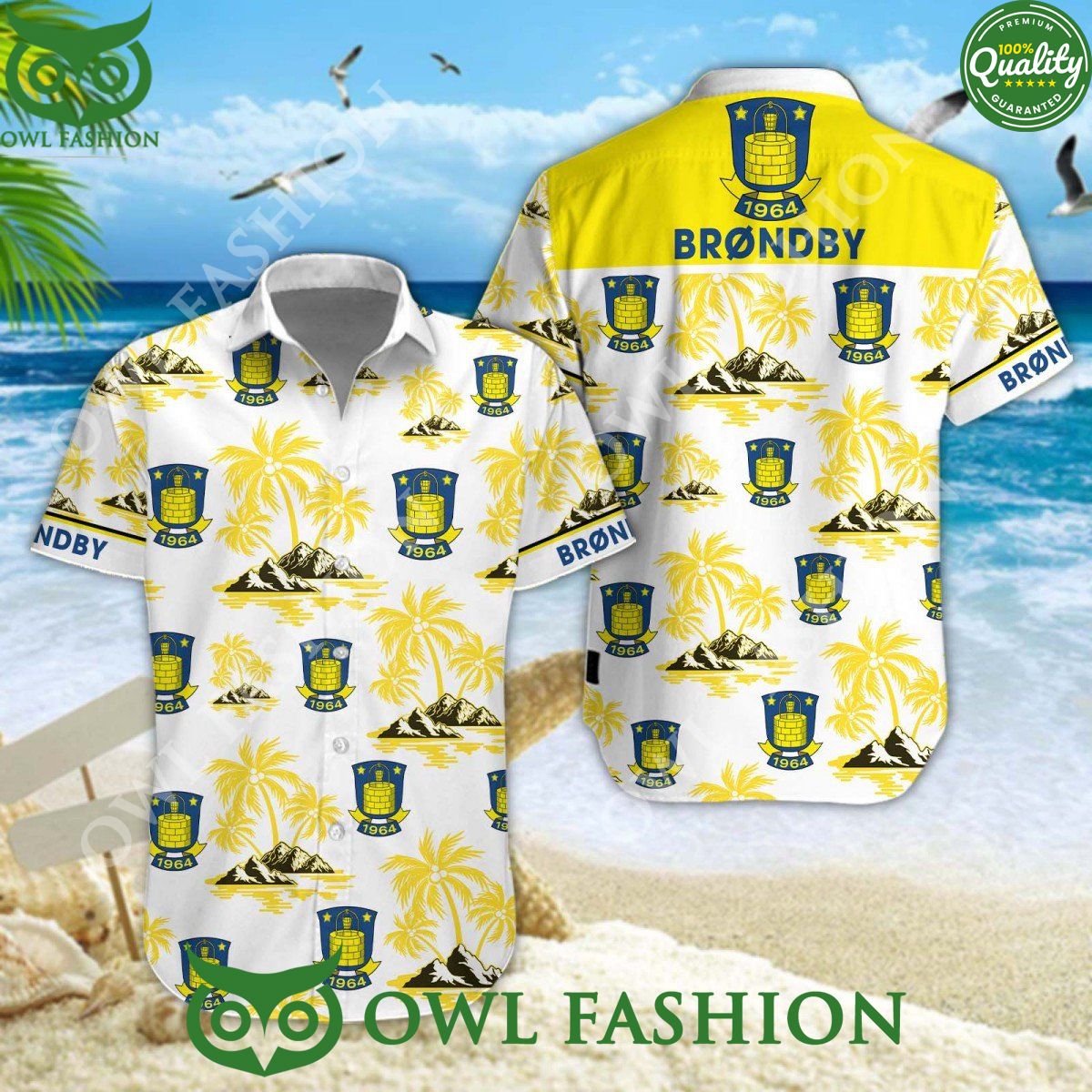 Brøndby IF Danish Football Coconut Island hawaiian shirt