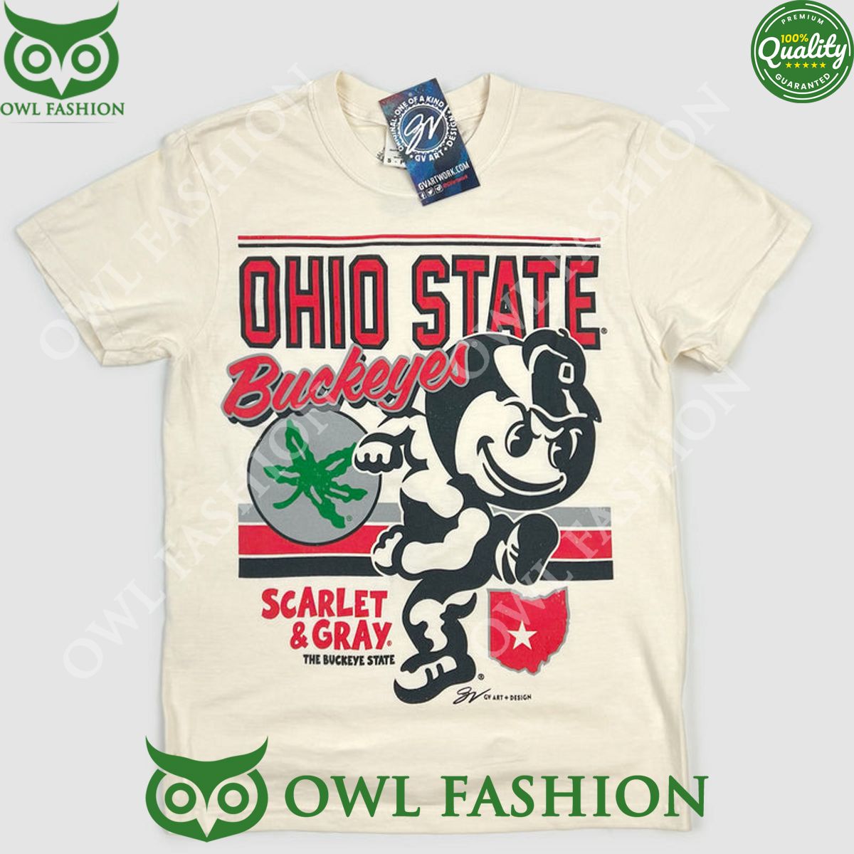 Brutus Ohio State Buckeyes Scarlet and Gray Run t shirt