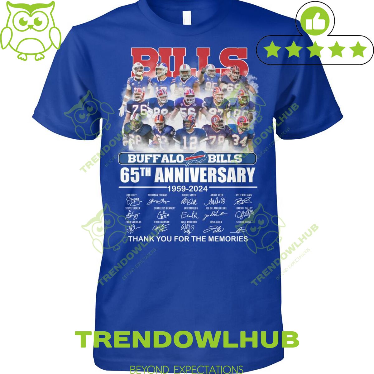 Buffalo Bills 65th Anniversary 1959 2024 Memories Thank you t shirt