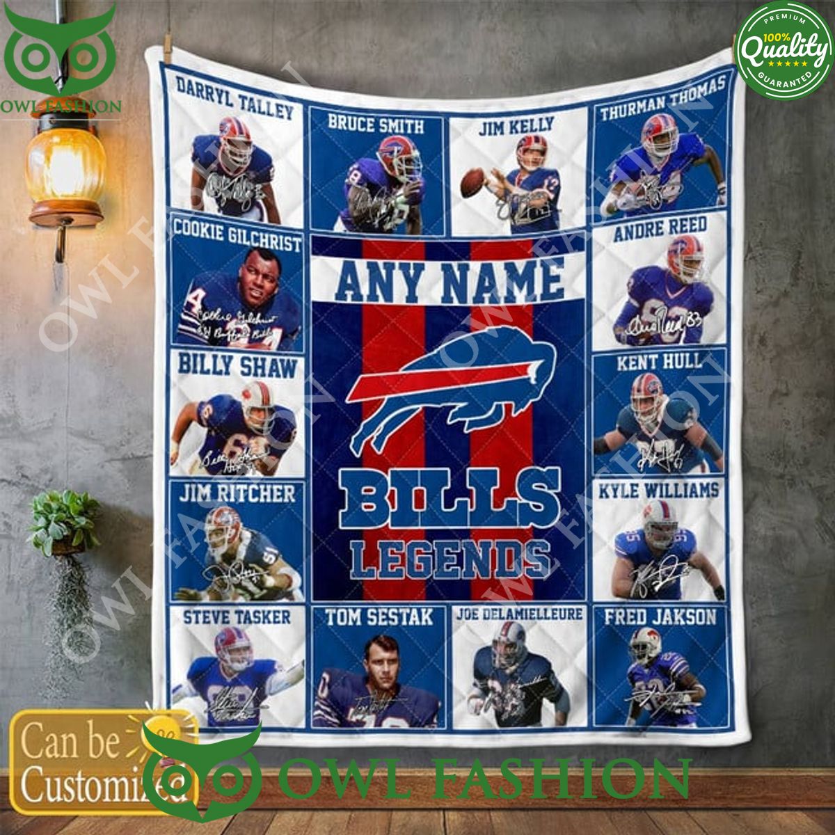 Buffalo Bills Legends NFL Custom Name Quilt Blanket