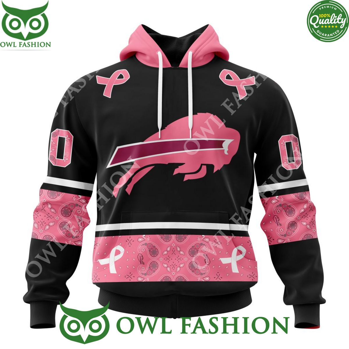 Buffalo Bills Pink Breast Cancer 3D Hoodie Shirt NFL Customized 
