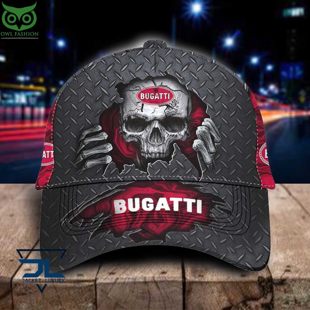 Bugati Car Skull Metal Classic Cap