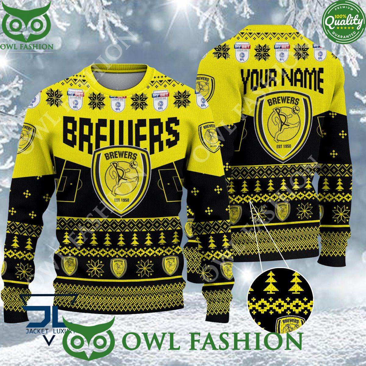 Burton Albion F.C EFL 2023 Custom Ugly Christmas Sweater Jumper