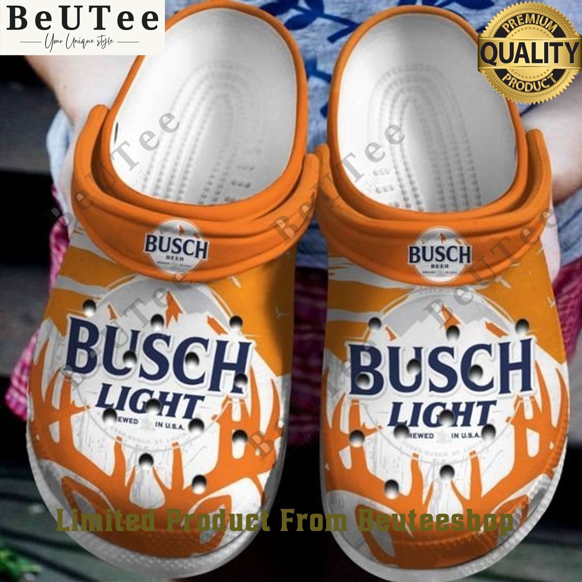 Busch Light Beer Deer Hunter Drink Comfortable Classic Water Rubber Crocs