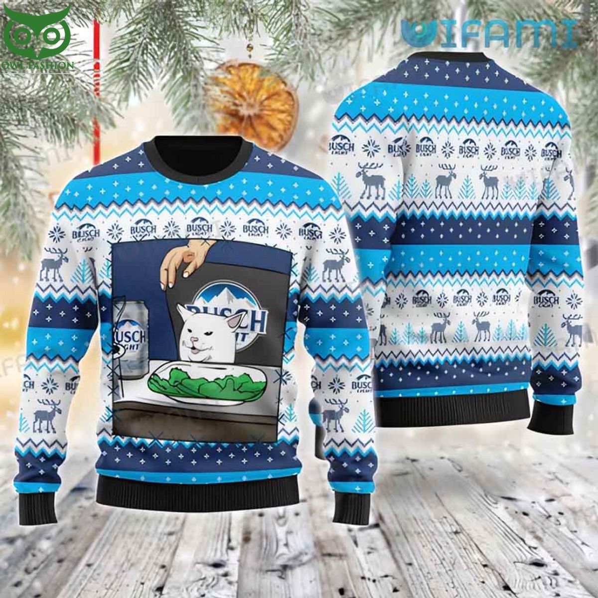 Busch Light Ugly Sweater Cat Meme Christmas Gift For Beer Lovers