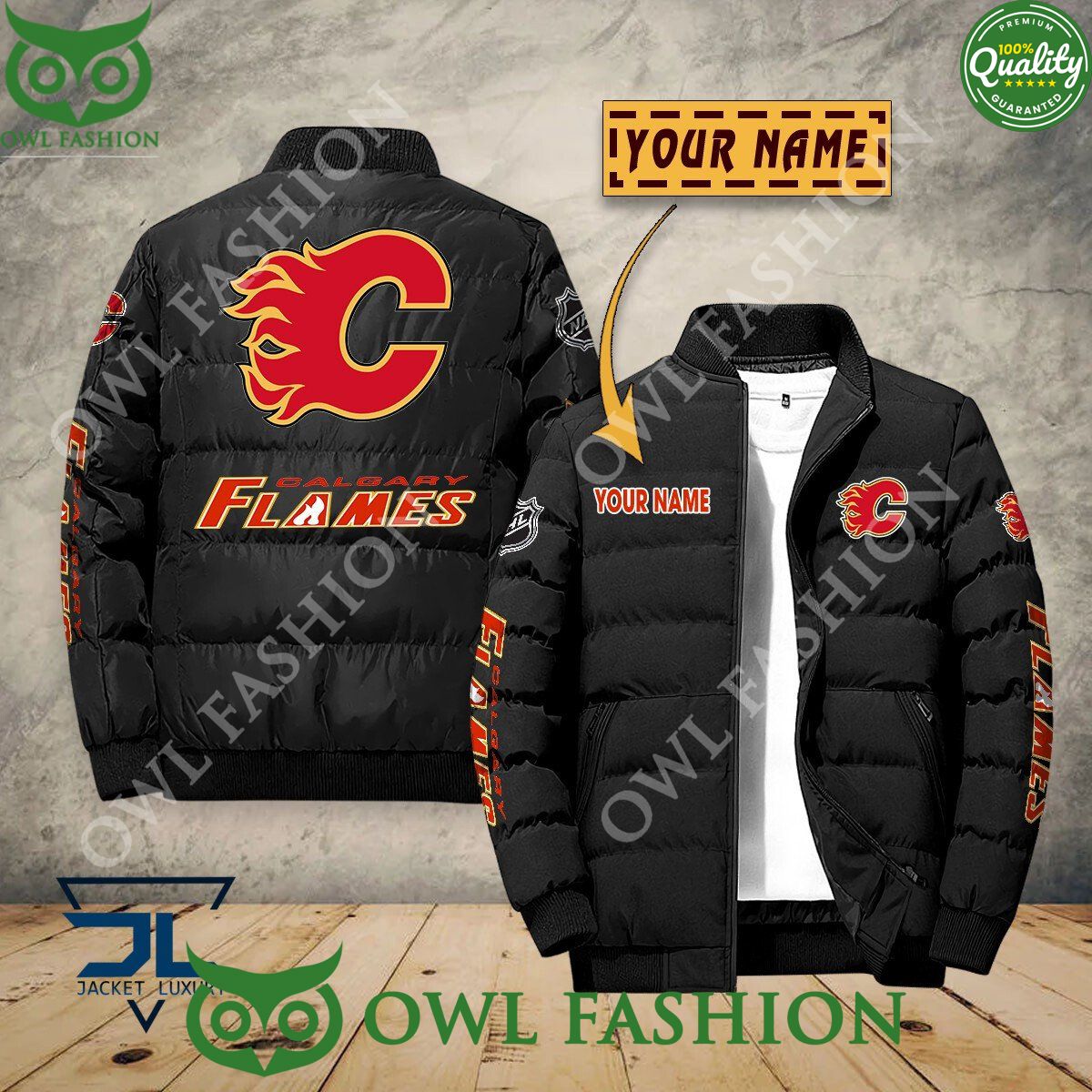 Calgary Flames Custom Name NHL Ice Hockey Puffer Jacket Sport
