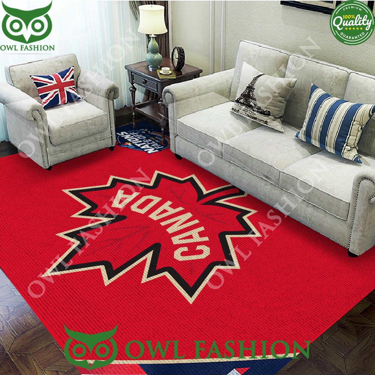 Canada 2025 4 Nations Face-Off Red Logo Rectangular Rug