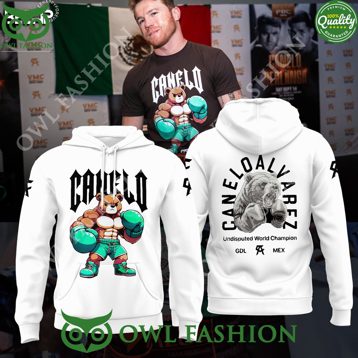 Canelo Alvarez boxing bear Undisputed world champion pod hoodie