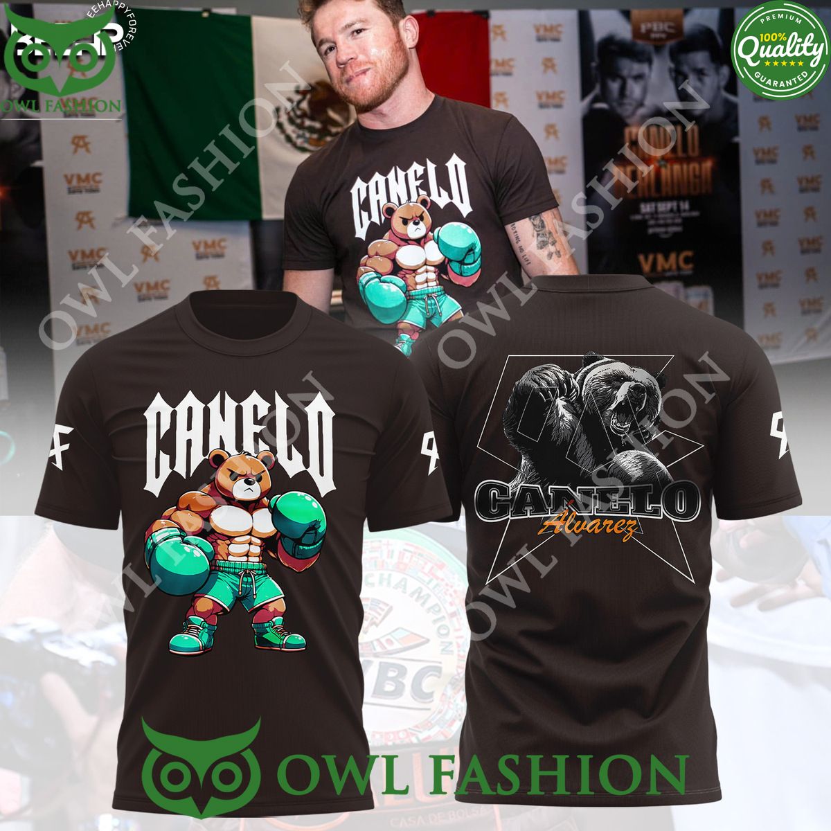 Canelo Alvarez boxing bear world champion 3d t shirt