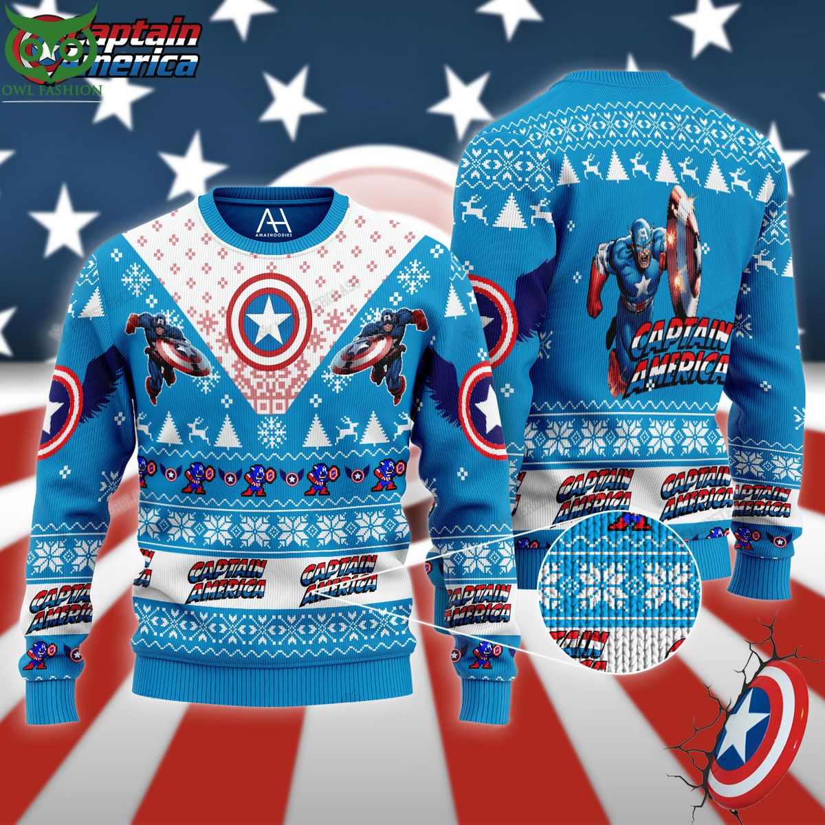 Captain American 2023 Comic Merry Christmas Ugly Sweater