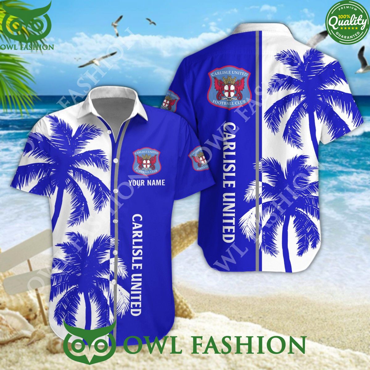 Carlisle United EFL League Tropical Coconut Summer Custom Name Hawaiian Shirt