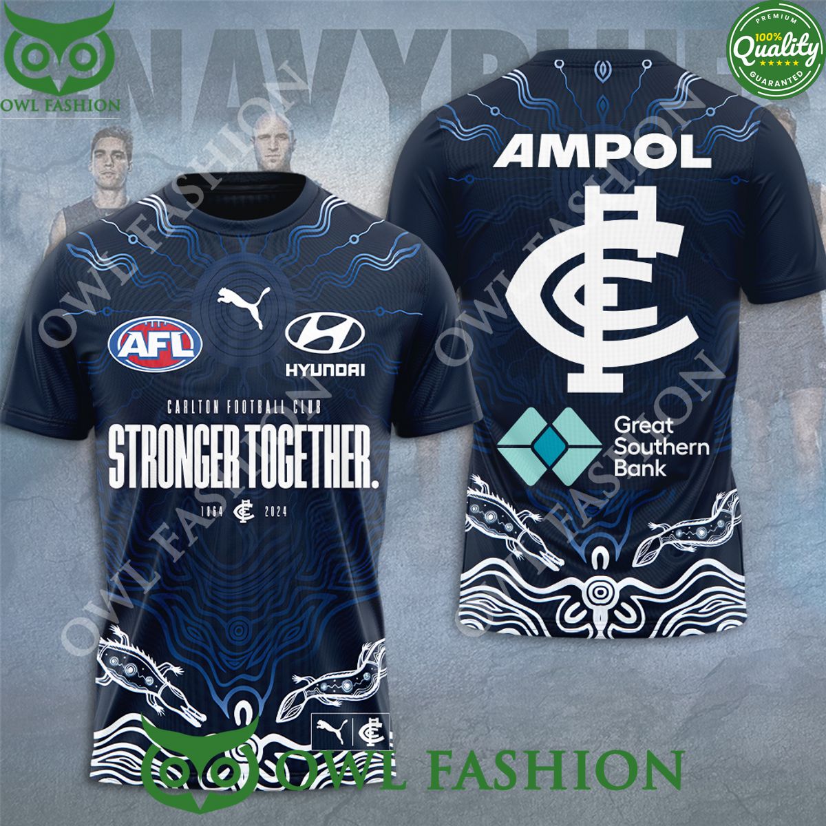 Carlton Football Club Stronger Together Hyundai 3D t shirt