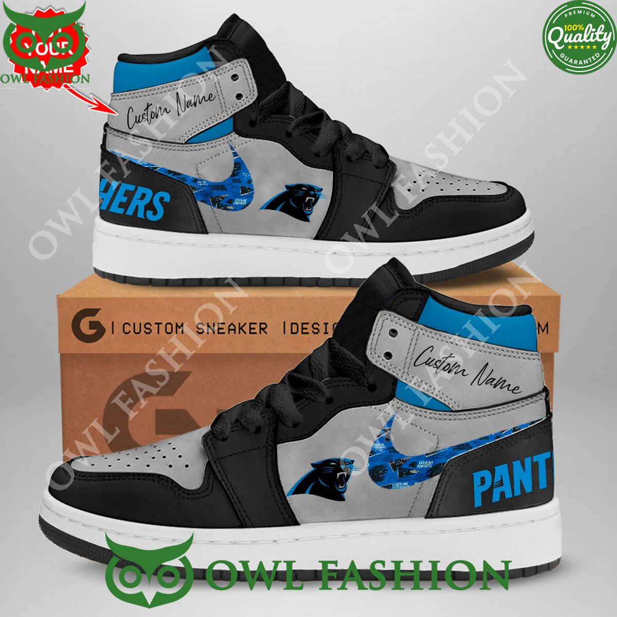 Carolina Panthers NFL Personalized Air Jordan Sneakers