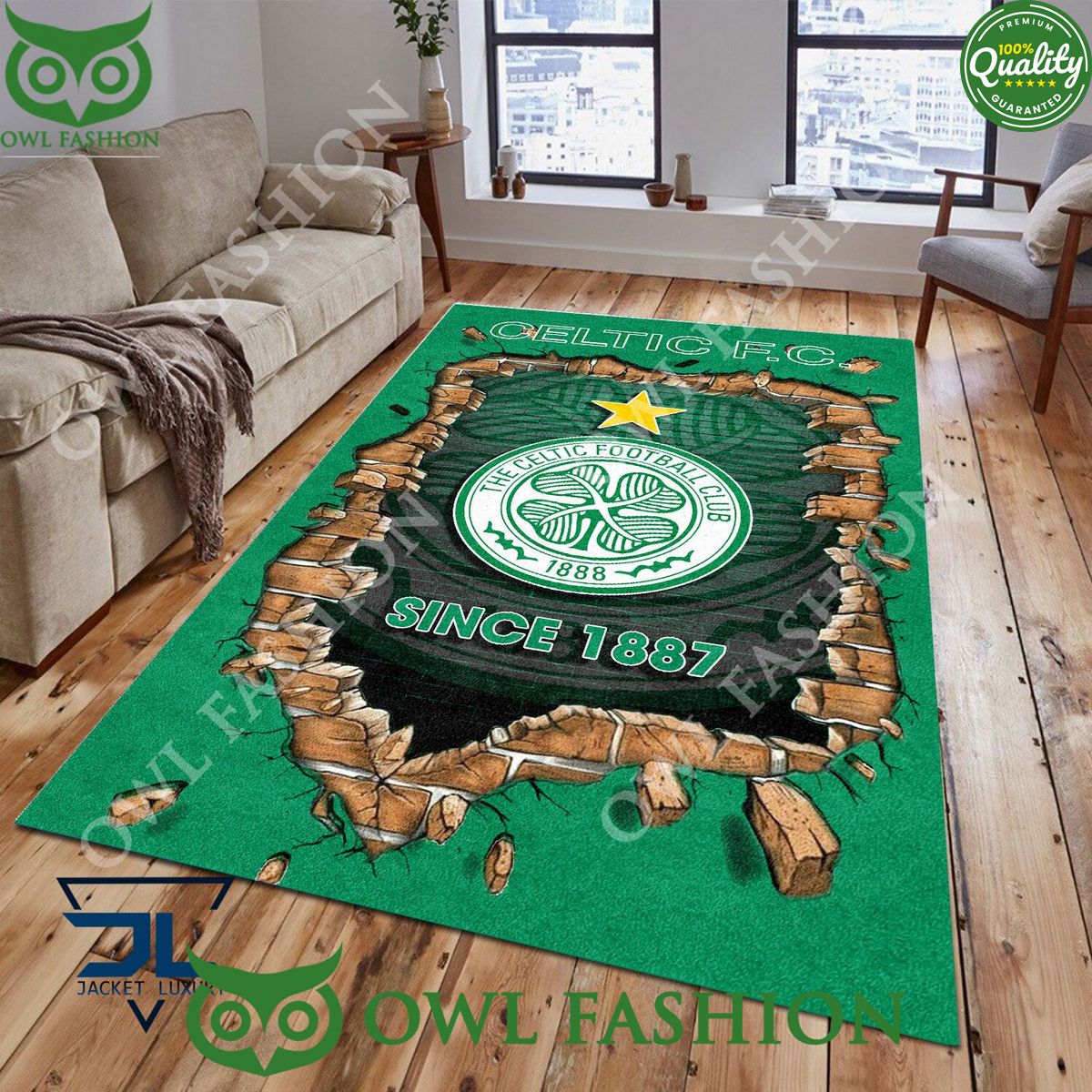 Celtic F.C. 1781 Scottish Broken Wall Living Room Carpet