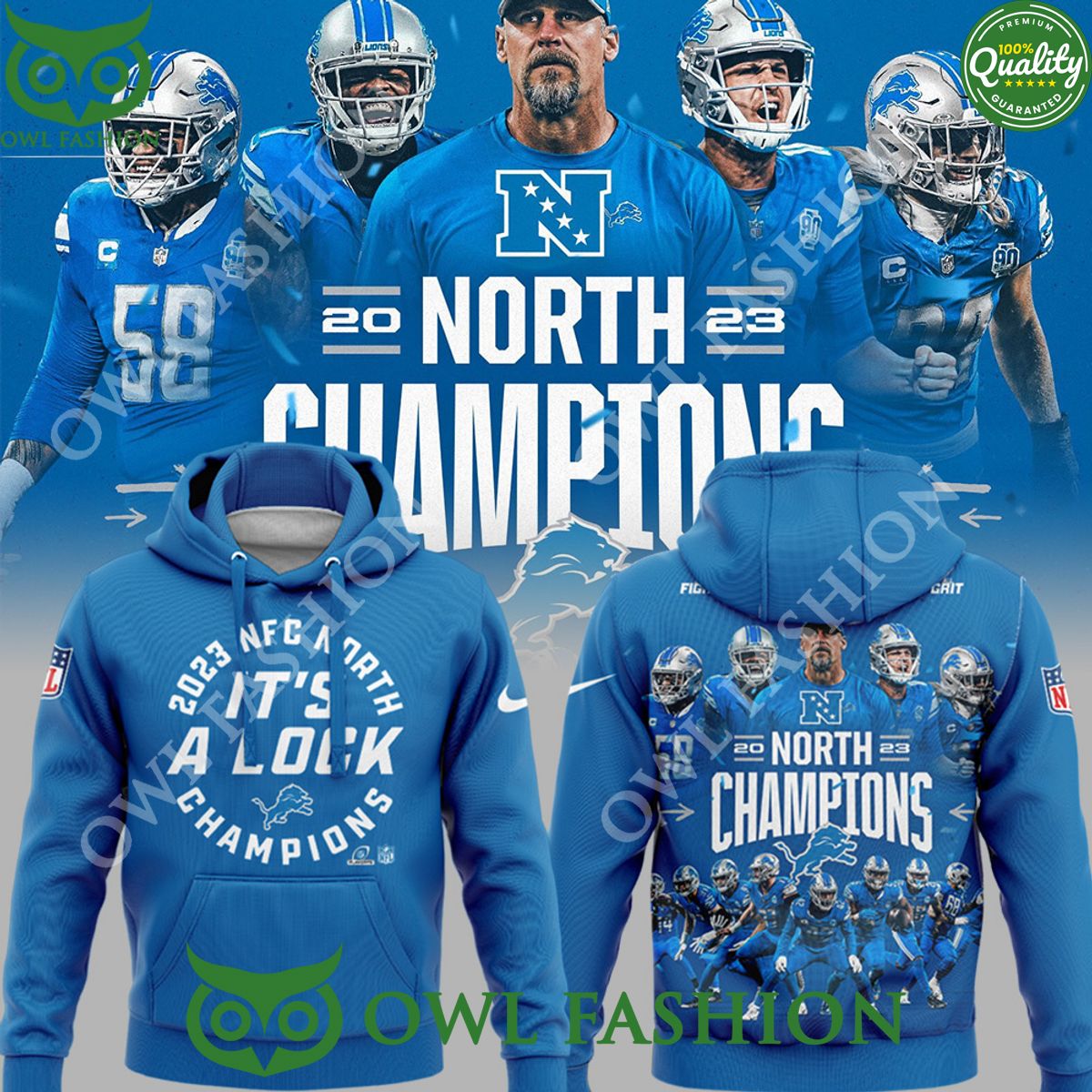 Champions 2023 NFC North Its a lock Detroit Lions hoodie and pant