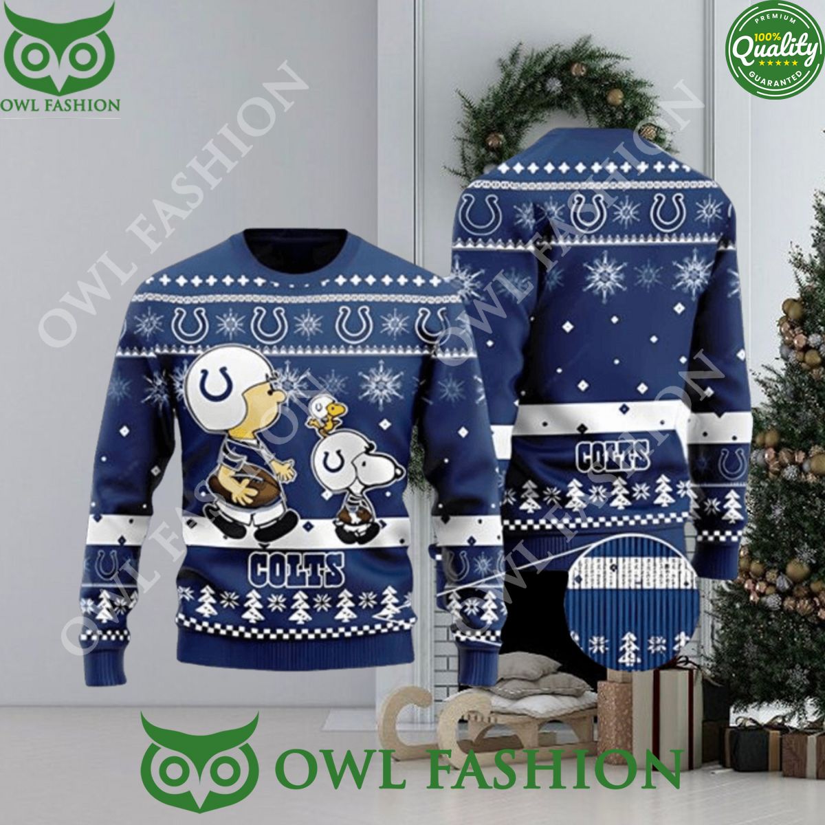 Charlie Brown Indianapolis Colts Snoopy Ugly Christmas Sweater 3D Full Over Print