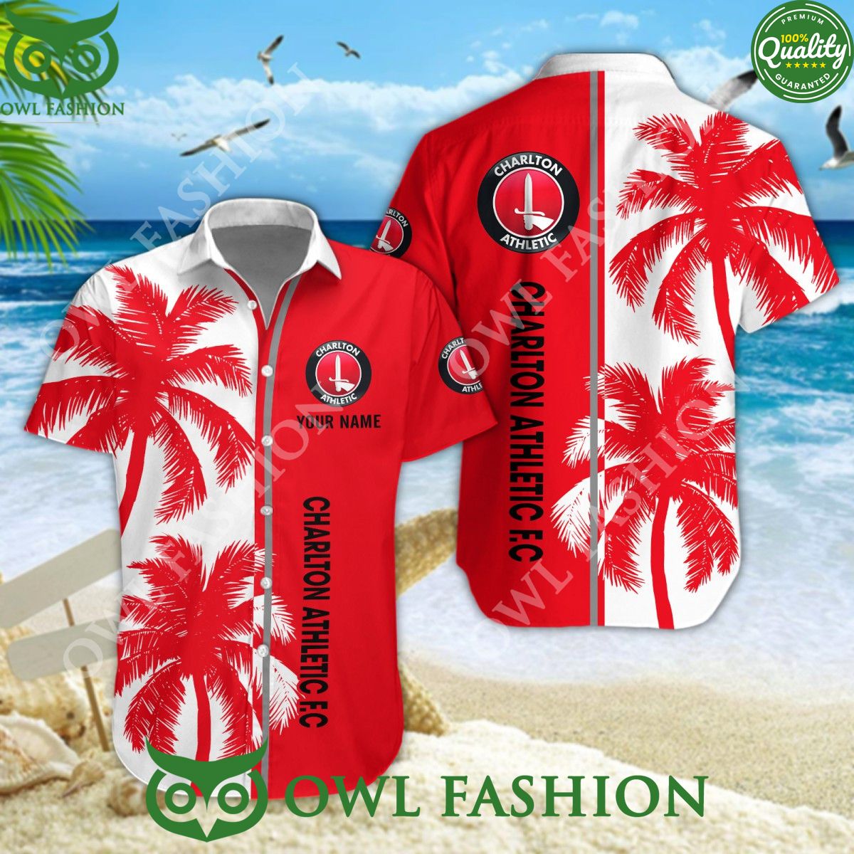 Charlton Athletic EFL League Tropical Coconut Summer Custom Name Hawaiian Shirt