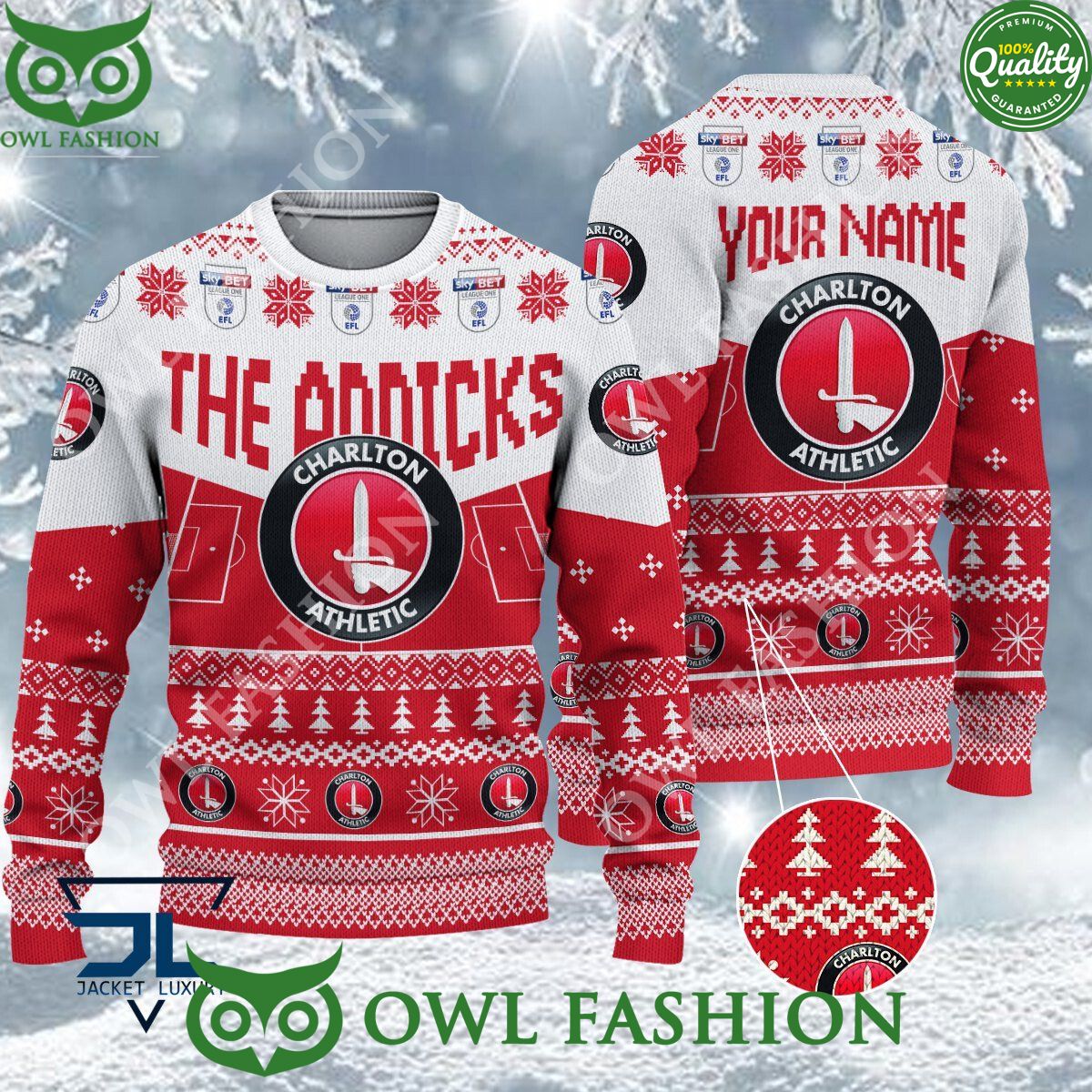 Charlton Athletic F.C EFL 2023 Custom Ugly Christmas Sweater Jumper