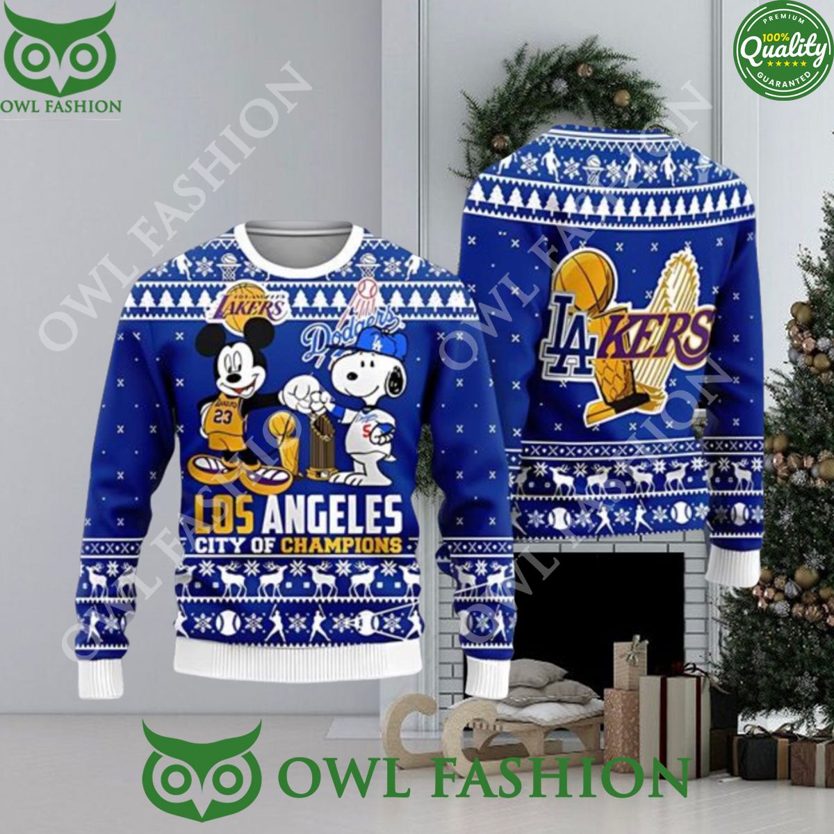 Cheap Mickey And Snoopy Los Angeles Dodgers Ugly Christmas Sweater Jumper